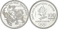 France 100 Francs Albertville - Hockey sur glace, MDP, BE, Argent -
