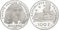 France 100 Francs-15 Ecus Descartes, MDP, BE, Argent, KM:1002 -