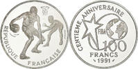 France 100 Francs FIBA dribbleur, MDP, BE, Argent, KM:991 -