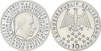 Allemagne 10 Euro Friedrich von Schiller, Hambourg, Argent, KM:239 -
