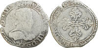 France 1/2 Franc au col plat Henri III, Troyes, Argent, Gadoury:487 -