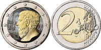 Grèce 2 Euro Platon, Colorisé, Athènes, Bimétallique, KM:New -