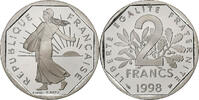 France 2 Francs Monnaie, Semeuse, Paris, Proof / BE, Nickel -