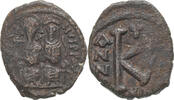 Half Follis Justin II et Sophie, Nicomédie, Bronze -