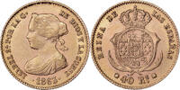 Espagne 40 Reales Isabelle II, Barcelona, Or -
