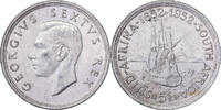 Afrique du Sud 5 Shillings George VI, 300 ans du Cap, Pretoria, Argent -