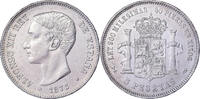 Espagne 5 Pesetas Alfonso XII, Madrid, Argent -