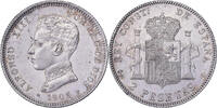 Espagne 2 Pesetas Alfonso XIII, Madrid, Argent -