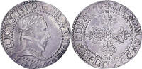 France 1/2 Franc au col plat Henri III, Poitiers, Argent -