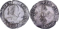 France 1/2 Franc au col plat Henri III, Paris, Argent, Gadoury:487 -