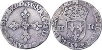 France 1/4 Ecu Henri III, Rennes, Argent, Gadoury:494 -