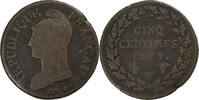 France 5 Centimes Dupré, Lille, Cuivre, Gadoury:126, KM:640 -