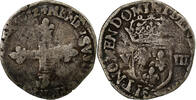 France 1/8 Ecu Henri III, Argent, Gadoury:485 -