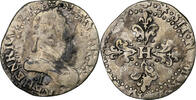 France 1/4 Franc au col plat Henri III, Limoges, Argent, Gadoury:479 -