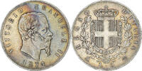 Italie 5 Lire Vittorio Emanuele II, Milan, Argent, KM:8.3 -