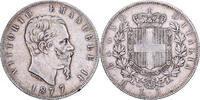 Italie 5 Lire Vittorio Emanuele II, Rome, Argent, KM:8.4 -