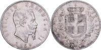 Italie 5 Lire Vittorio Emanuele II, Milan, Argent, KM:8.4 -