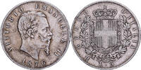 Italie 5 Lire Vittorio Emanuele II, Rome, Argent, KM:8.4 -