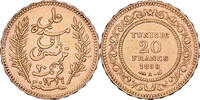 Tunisie 20 Francs Ali III, Paris, Or, KM:227 -