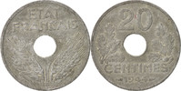 France 20 Centimes Monnaie, État français, Paris, Zinc, KM:900.2 -