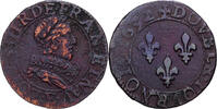 France Double Tournois Louis XIII, Tours, Bronze, Gadoury:9a -