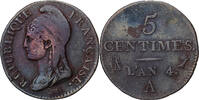France 5 Centimes An 4 (1796) Paris Directoire, Paris, Cuivre, Gadoury:1... 29,95 EUR  + 4,95 EUR frais d'envoi