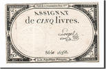 France 5 Livres Billet, 1793-10-31, Loegel, KM:A76, Lafaurie:171 -