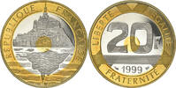 France 20 Francs Monnaie, Mont Saint Michel, Paris, Proof -