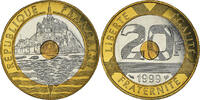 France 20 Francs Monnaie, Mont Saint Michel, Pessac, Tri-Metallic -