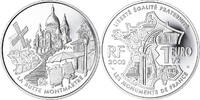 France 1-1/2 Euro La Butte Montmartre, Paris, Proof / BE, Argent -