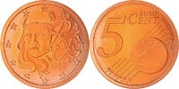 France 5 Euro Cent Paris, Proof / BE, Cuivre plaqué acier -