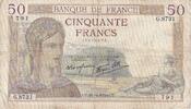 France 50 Francs Cérès, G.8731, Fayette:18.16, KM:85b -