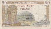 France 50 Francs 1938 Cérès, U.7490, Fayette:18.7, KM:85b TB