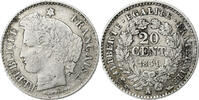 France 20 Centimes Cérès, Paris, Argent, Gadoury:303, KM:758.1 -