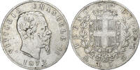 Italie 5 Lire Vittorio Emanuele II, Milan, Argent, KM:8.3 -