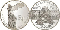 France 100 Francs La Victoire de Samothrace, Paris, Argent, KM:1019 -