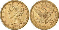 États-Unis $5, Half Eagle Coronet Head, U.S. Mint, Or, KM:101 -