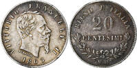 Italie 20 Centesimi Vittorio Emanuele II, Milan, Argent, KM:13.1 -