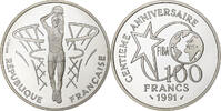 France 100 Francs Centenaire du Basket-Ball, Paris, BE, Argent -