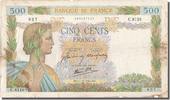 France 500 Francs Billet, 500 F 1940-1944 ''La Paix'', 1944-05-17 -