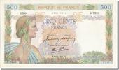 France 500 Francs Billet, 500 F 1940-1944 ''La Paix'', 1944-04-06 -