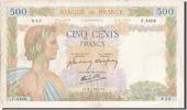 France 500 Francs Billet, 500 F 1940-1944 ''La Paix'', 1942-01-08 -