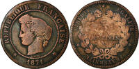 France 5 Centimes Monnaie, Cérès, Bordeaux, Bronze, Gadoury:157 -
