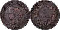 France 5 Centimes Cérès, Paris, Torche, Bronze, Gadoury:157a -