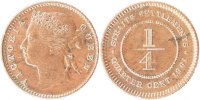 Établissements des détroits 1/4 Cent Monnaie, Straits Settlements, Victoria, Bronze, KM:14 -