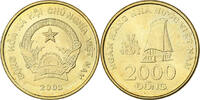 Viêt Nam 2000 Dông Viet Nam, SOCIALIST REPUBLIC, Vantaa, Brass plated steel -