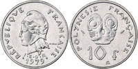 Polynésie française 10 Francs Paris, Nickel, KM:8 -