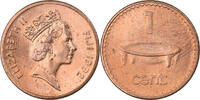 Fidji Cent Elizabeth II, Copper Plated Zinc, KM:49a -