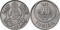 Tunisie 20 Francs Muhammad al-Amin Bey, Paris, Cupro-nickel, KM:274 -