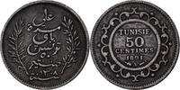 Tunisie 50 Centimes Ali Bey, Paris, Argent, KM:223 -